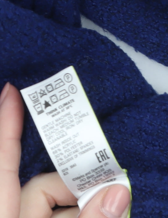 Marks and Spencer Women's Blue Roll Neck Knit Jumper L