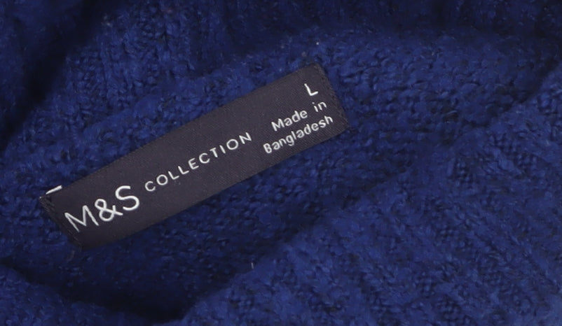 Marks and Spencer Women's Blue Roll Neck Knit Jumper L