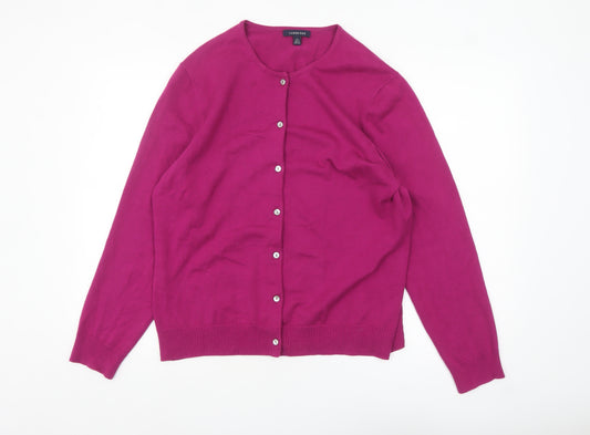 Lands' End Women's Pink Cotton Blend Cardigan L 14-16
