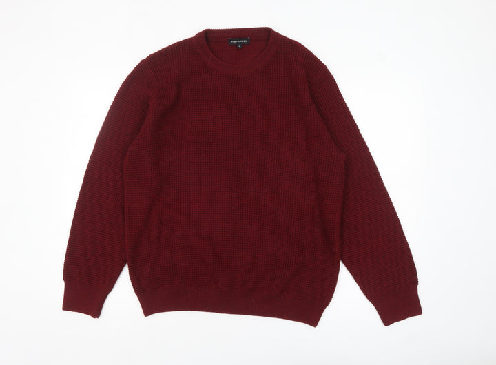 Austin Reed Men's Red Waffle Knit Merino Wool Blend Jumper L