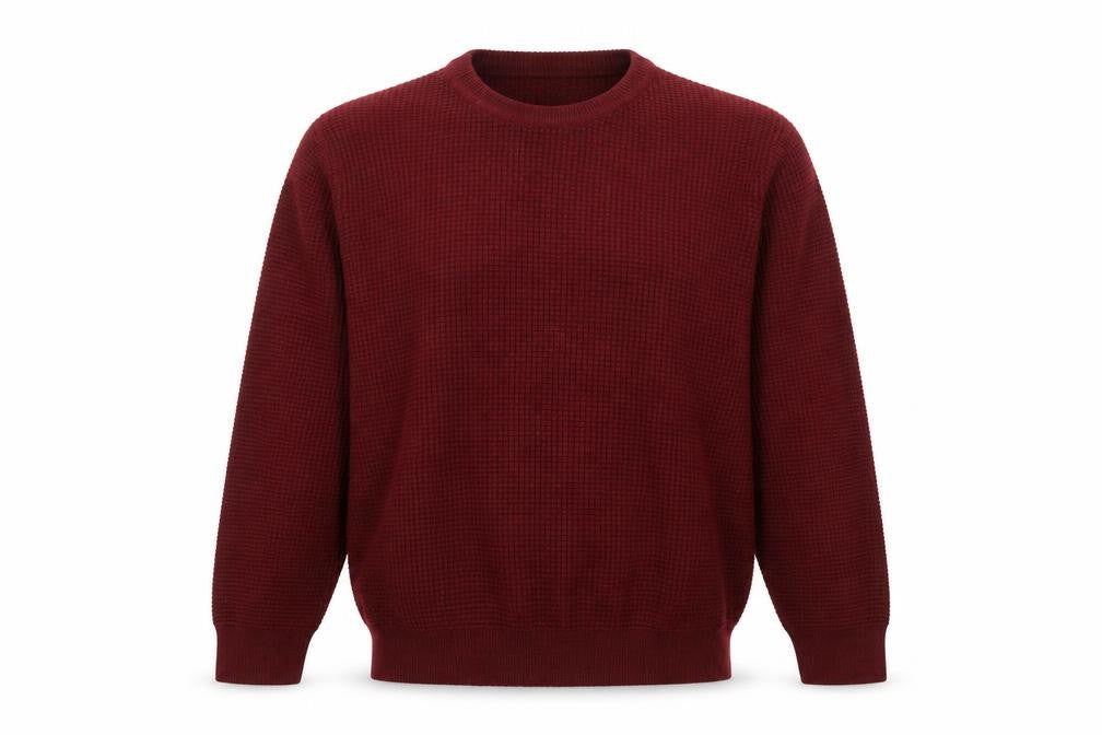 Austin Reed Men's Red Waffle Knit Merino Wool Blend Jumper L