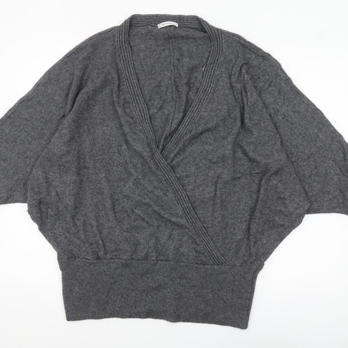 Artigiano Womens Grey Lambswool Blend Cardigan Size 20 V-Neck Knit Jumper