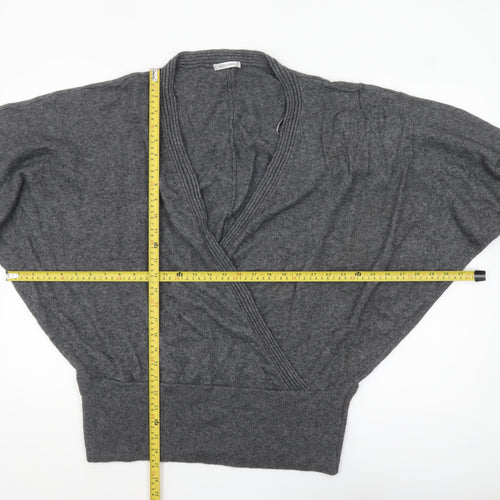 Artigiano Womens Grey Lambswool Blend Cardigan Size 20 V-Neck Knit Jumper