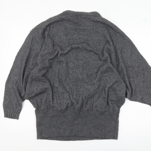 Artigiano Womens Grey Lambswool Blend Cardigan Size 20 V-Neck Knit Jumper