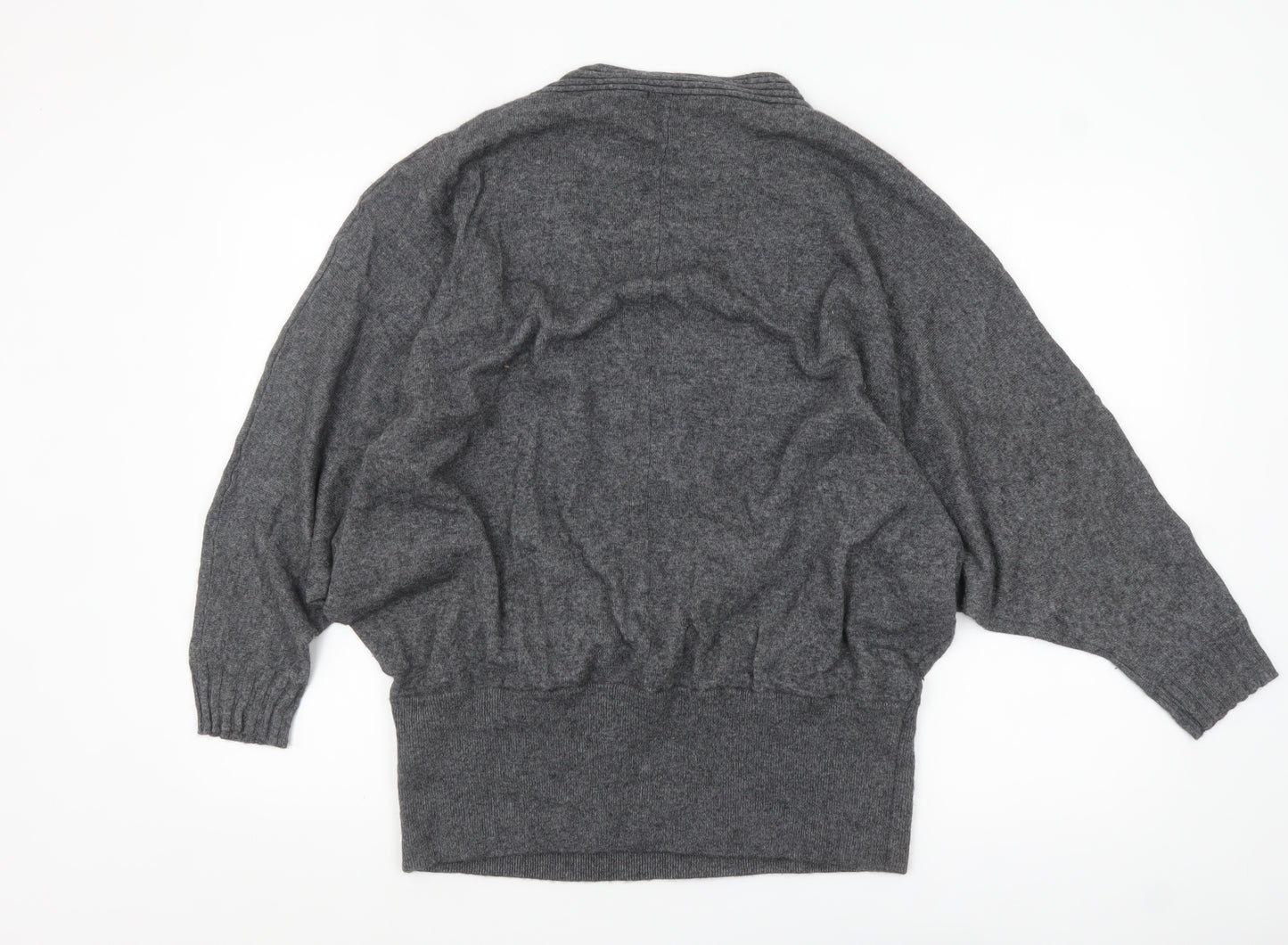 Artigiano Womens Grey Lambswool Blend Cardigan Size 20 V-Neck Knit Jumper