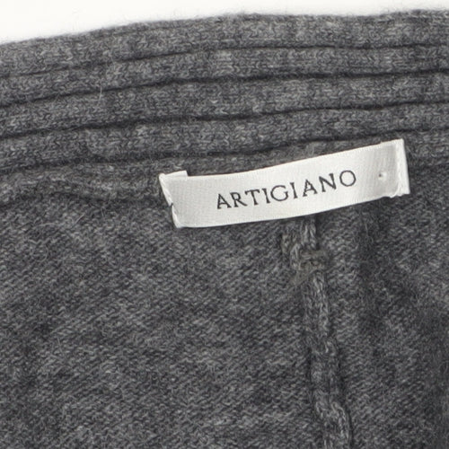 Artigiano Womens Grey Lambswool Blend Cardigan Size 20 V-Neck Knit Jumper