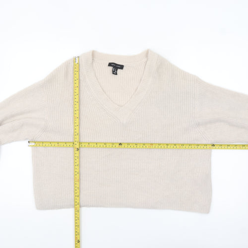 New Look Women Beige V-Neck Knit Pullover Jumper Size S
