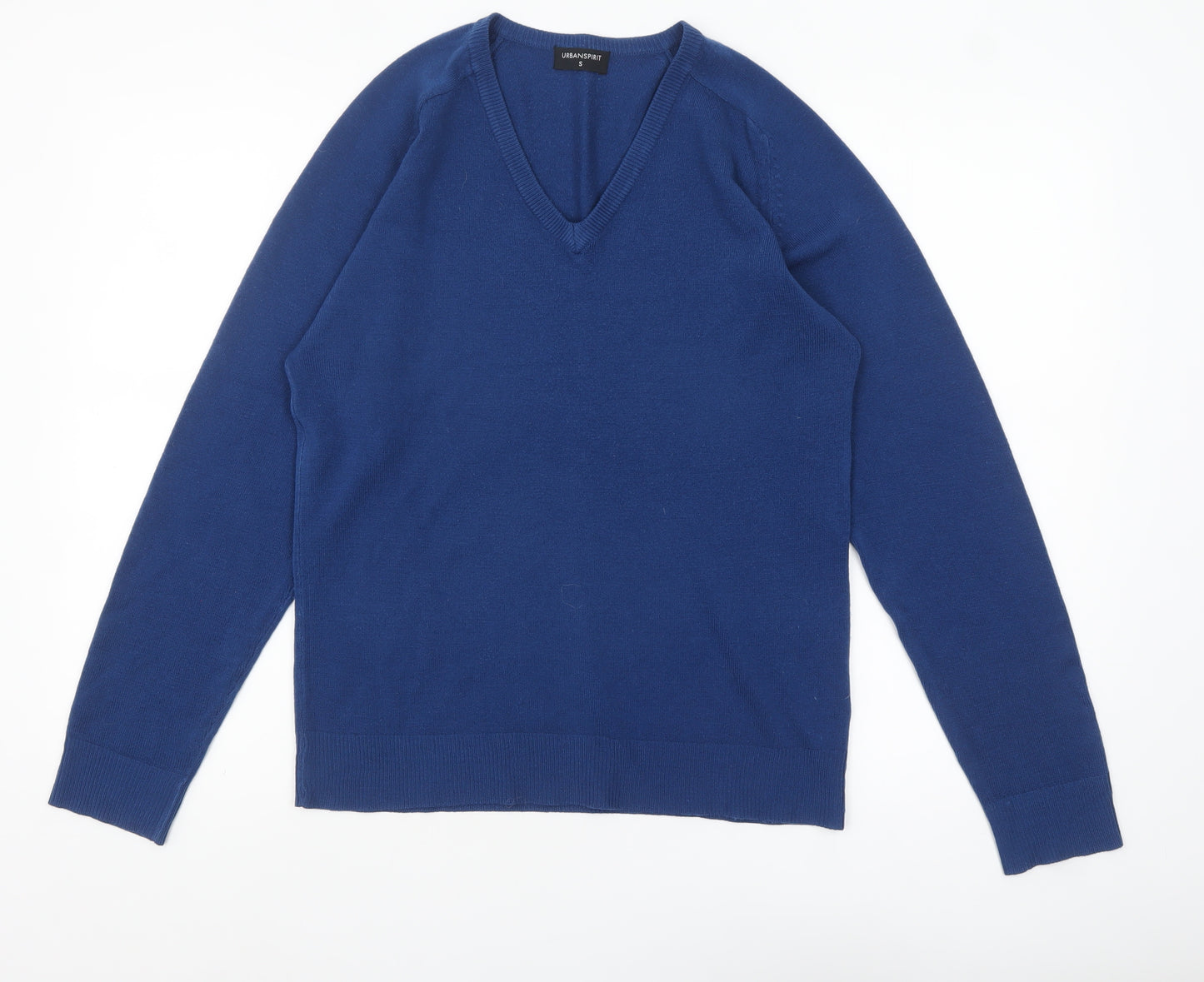 Urban Spirit Men's Blue V-Neck Acrylic Jumper Size S