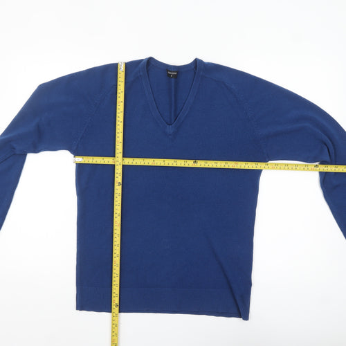 Urban Spirit Men's Blue V-Neck Acrylic Jumper Size S