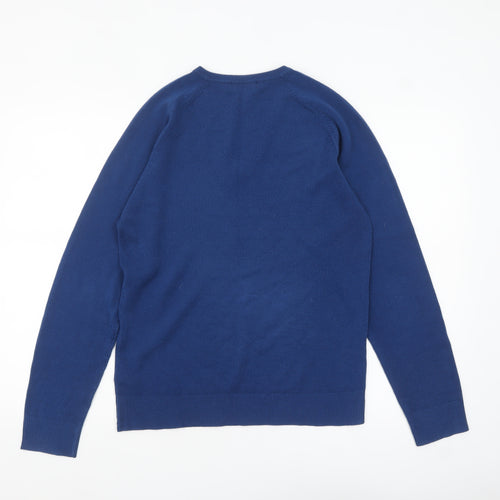 Urban Spirit Men's Blue V-Neck Acrylic Jumper Size S