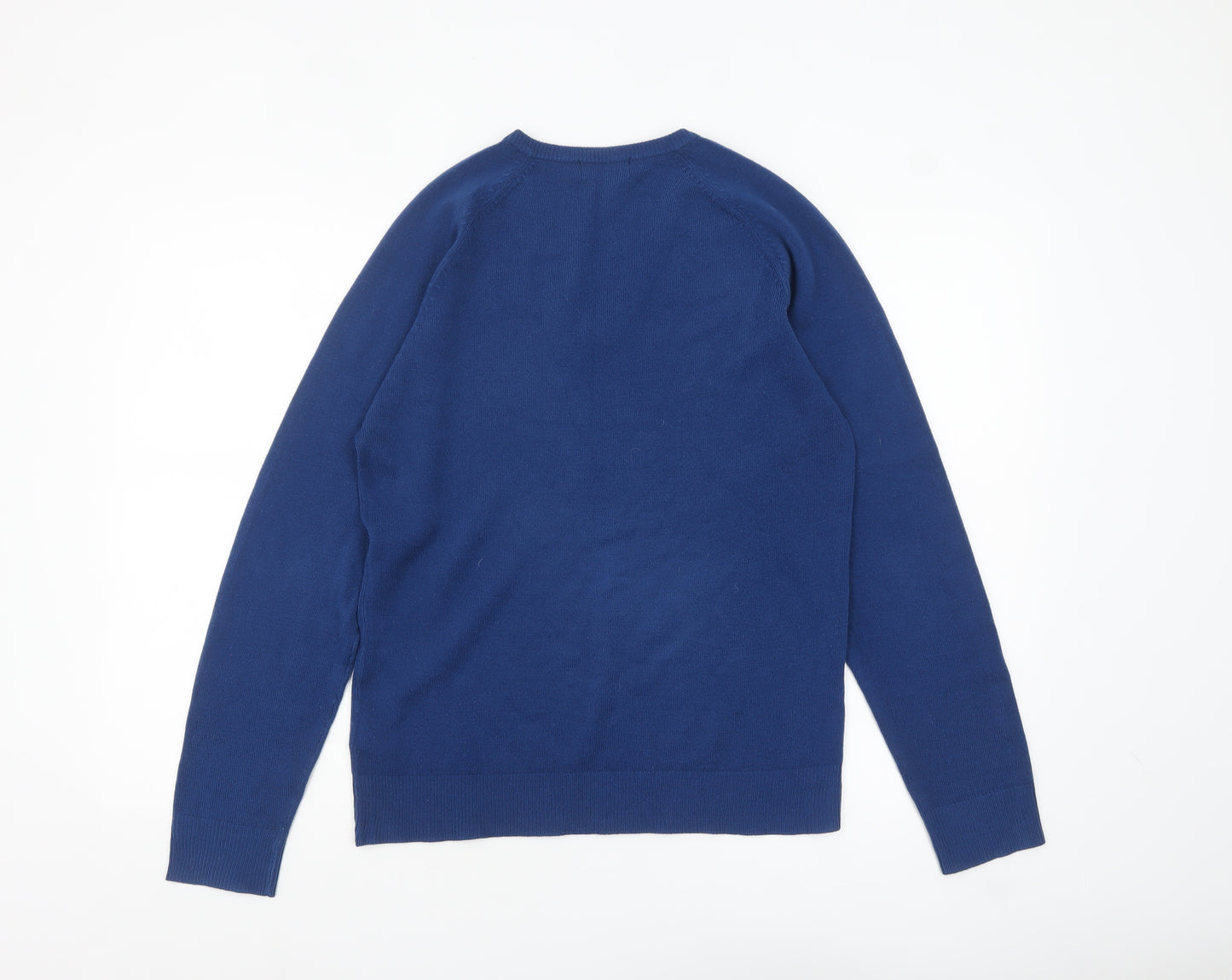 Urban Spirit Men's Blue V-Neck Acrylic Jumper Size S