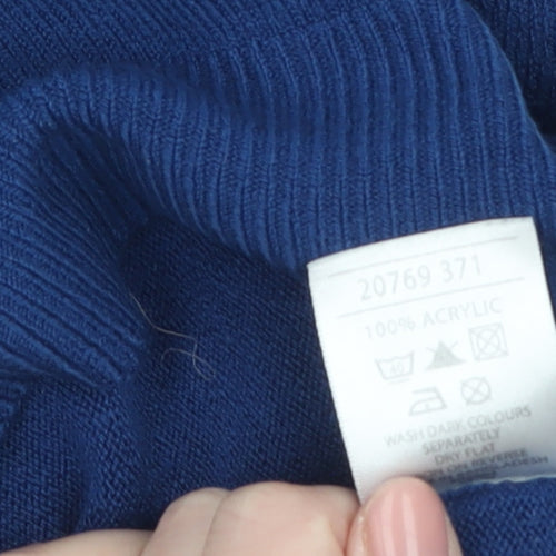 Urban Spirit Men's Blue V-Neck Acrylic Jumper Size S