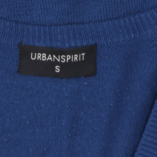 Urban Spirit Men's Blue V-Neck Acrylic Jumper Size S