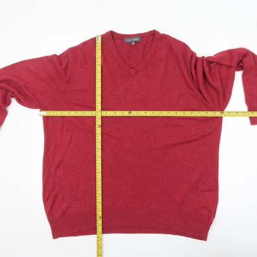 Marks and Spencer Mens Red XXL V-Neck Acrylic Jumper Classic Knitwear