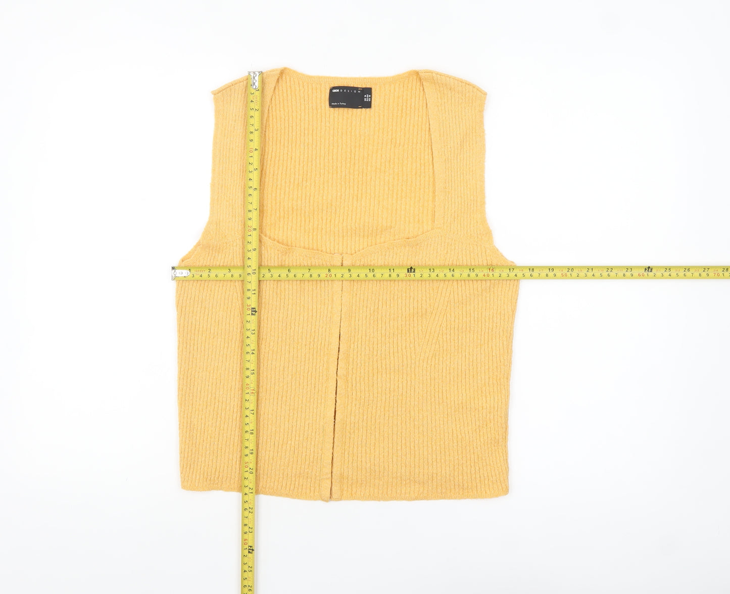 ASOS Design Women's Yellow Knit Tank Top Size 16 Sleeveless