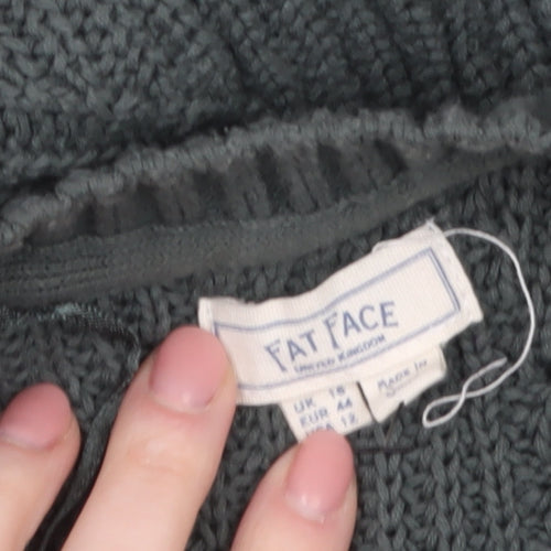 Fat Face Women’s Grey Cotton Knit Long Sleeve Tunic Jumper Size 14