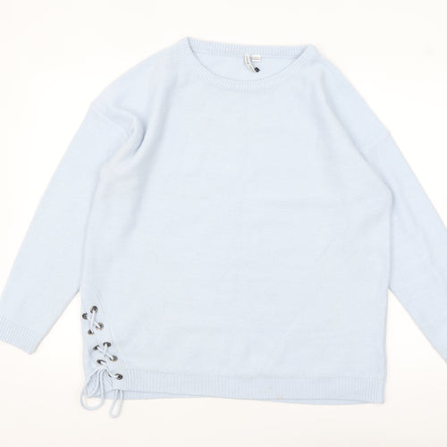 Capsule Women Blue Acrylic Crew Neck Pullover Jumper Size S