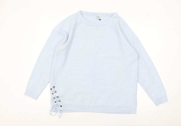 Capsule Women Blue Acrylic Crew Neck Pullover Jumper Size S