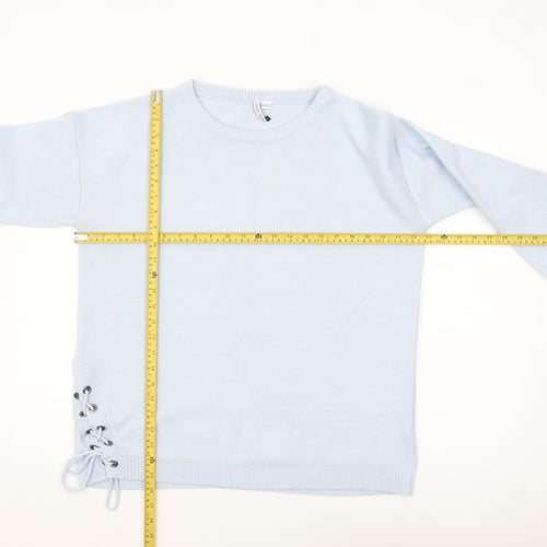 Capsule Women Blue Acrylic Crew Neck Pullover Jumper Size S