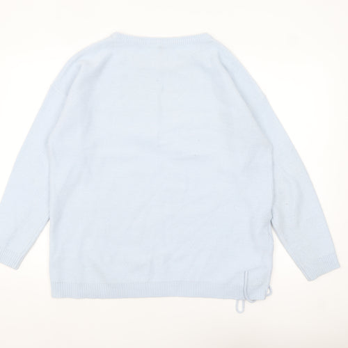 Capsule Women Blue Acrylic Crew Neck Pullover Jumper Size S