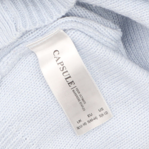 Capsule Women Blue Acrylic Crew Neck Pullover Jumper Size S