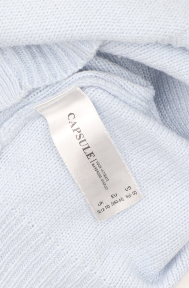 Capsule Women Blue Acrylic Crew Neck Pullover Jumper Size S