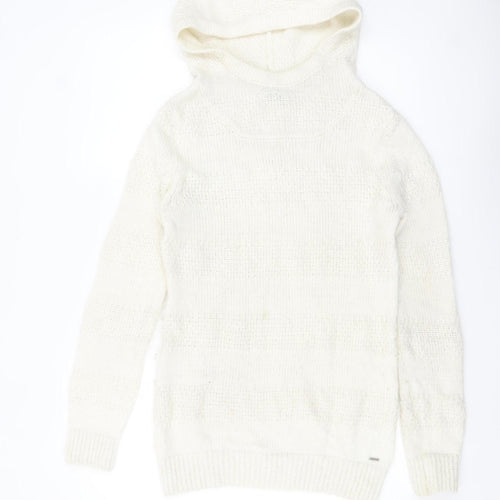 Animal Women Ivory Hooded Chunky Knit Jumper Size 12