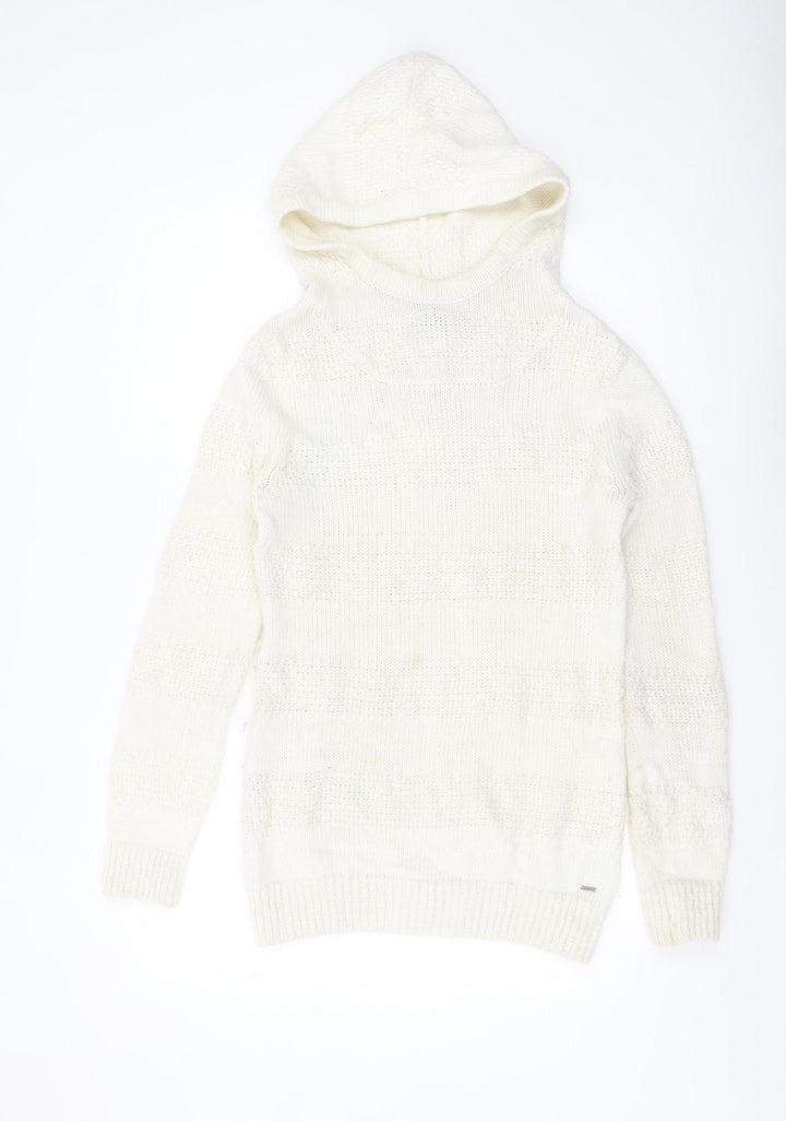 Animal Women Ivory Hooded Chunky Knit Jumper Size 12