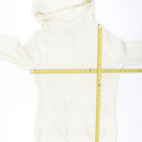 Animal Women Ivory Hooded Chunky Knit Jumper Size 12