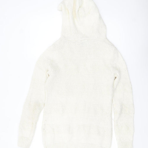 Animal Women Ivory Hooded Chunky Knit Jumper Size 12
