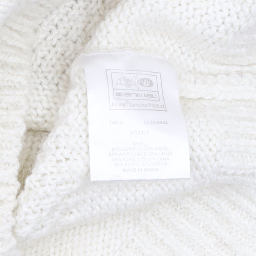 Animal Women Ivory Hooded Chunky Knit Jumper Size 12