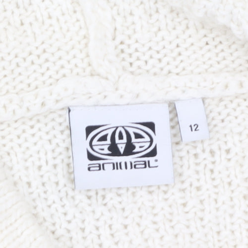 Animal Women Ivory Hooded Chunky Knit Jumper Size 12