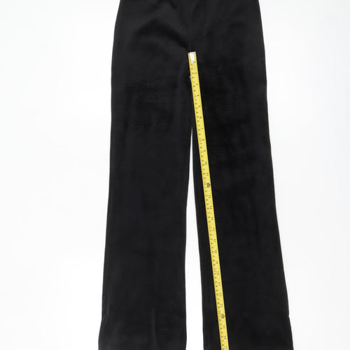 H&M Girls Black Velour Stretch Trousers Size 13 Years Regular Fit