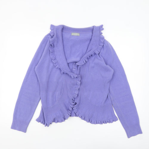 Marks and Spencer Per Una Women Purple Ruffle Knit Cardigan Size 14