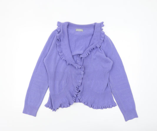 Marks and Spencer Per Una Women Purple Ruffle Knit Cardigan Size 14