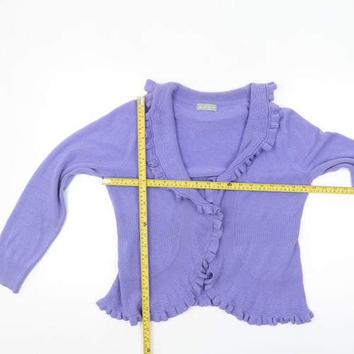 Marks and Spencer Per Una Women Purple Ruffle Knit Cardigan Size 14