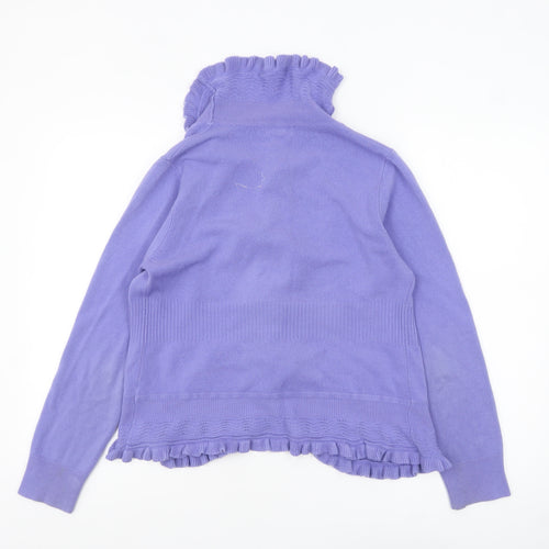 Marks and Spencer Per Una Women Purple Ruffle Knit Cardigan Size 14