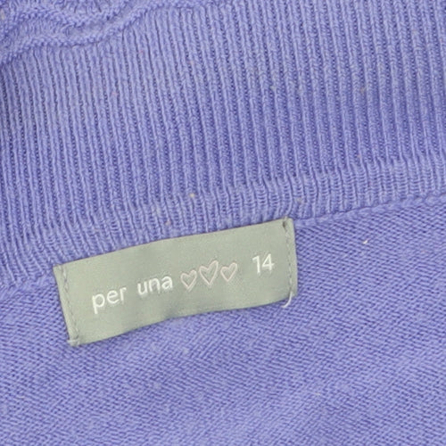 Marks and Spencer Per Una Women Purple Ruffle Knit Cardigan Size 14