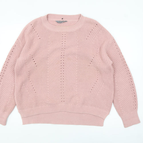 Principles Women Pink Cotton Acrylic Regular Fit Chunky Knit Jumper Size 12