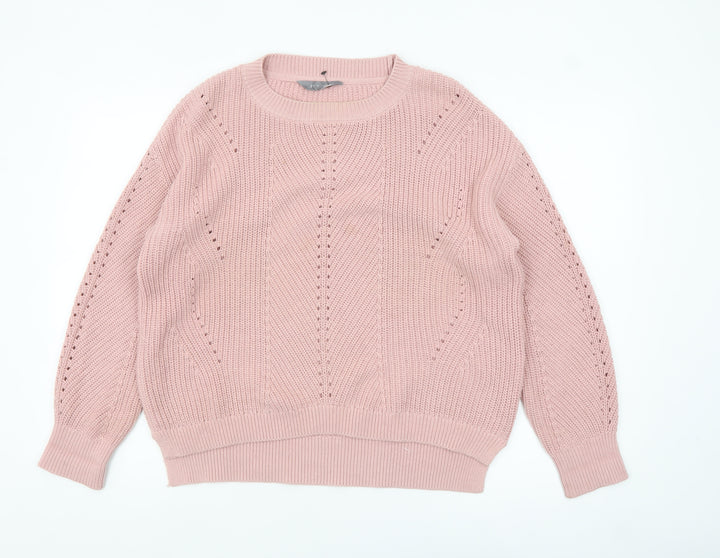 Principles Women Pink Cotton Acrylic Regular Fit Chunky Knit Jumper Size 12