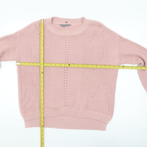 Principles Women Pink Cotton Acrylic Regular Fit Chunky Knit Jumper Size 12
