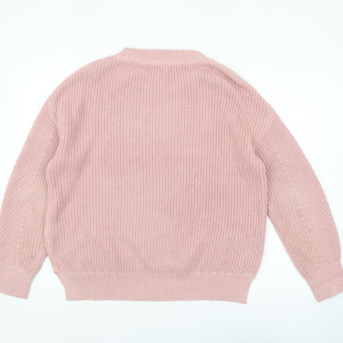 Principles Women Pink Cotton Acrylic Regular Fit Chunky Knit Jumper Size 12