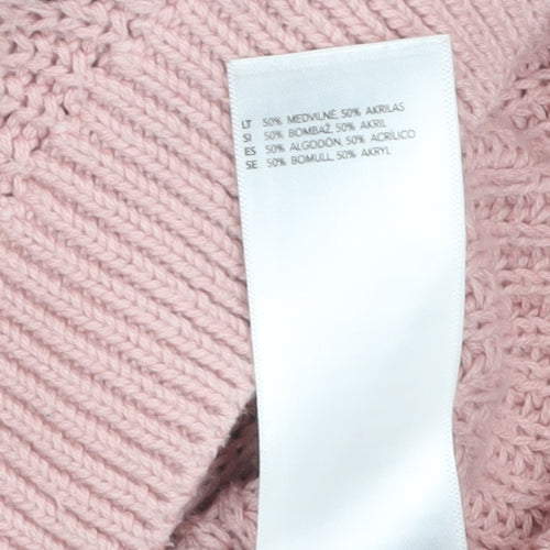 Principles Women Pink Cotton Acrylic Regular Fit Chunky Knit Jumper Size 12