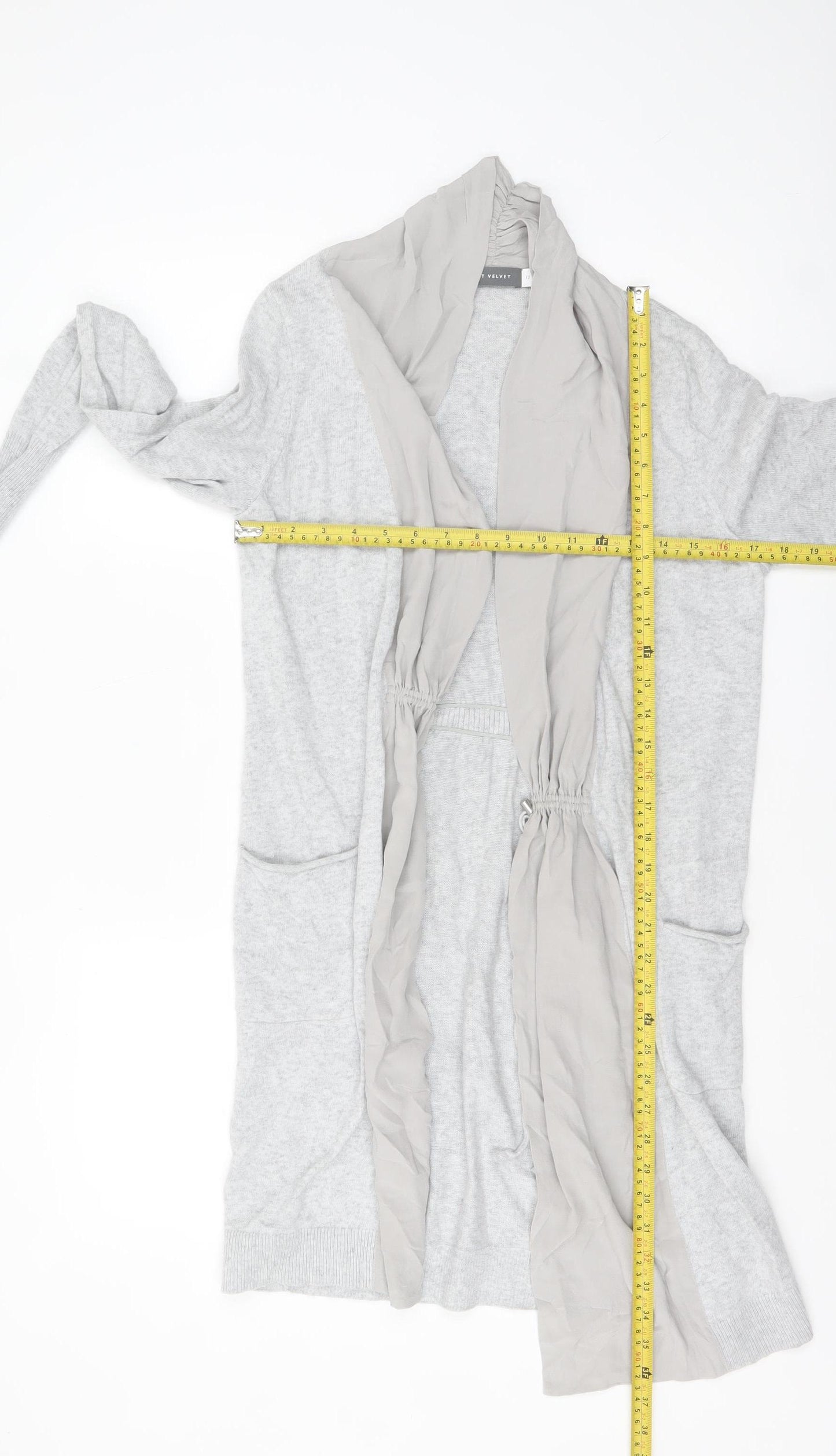 Mint Velvet Womens Grey Size 12 Long Sleeve Open Knit Cardigan