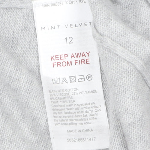 Mint Velvet Womens Grey Size 12 Long Sleeve Open Knit Cardigan
