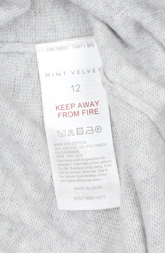 Mint Velvet Womens Grey Size 12 Long Sleeve Open Knit Cardigan