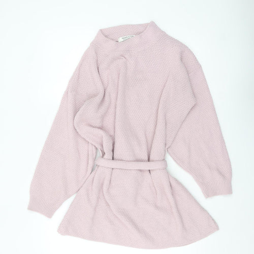 Frank & Doll Women’s Pink Belted Tunic Jumper UK 12 Cotton Knit