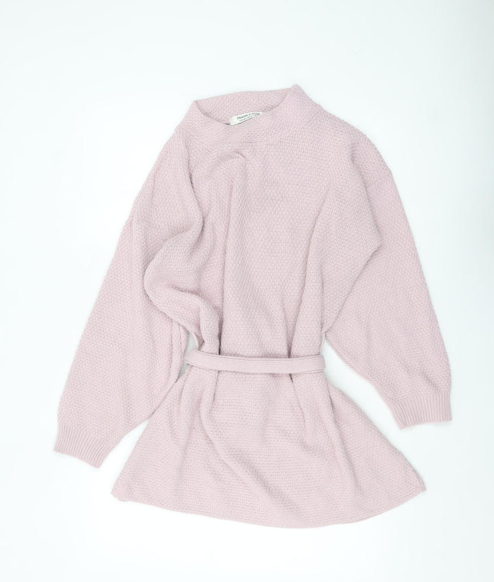 Frank & Doll Women’s Pink Belted Tunic Jumper UK 12 Cotton Knit