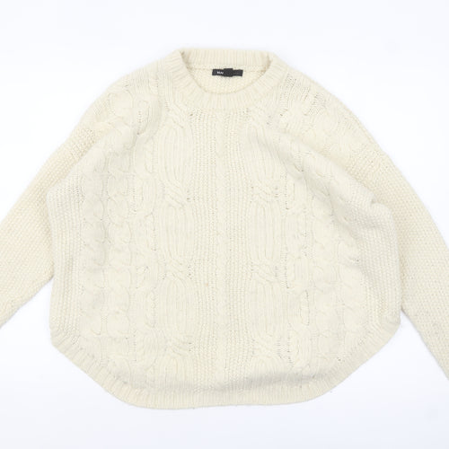 Mango Women’s Ivory Cable-Knit Jumper Size 10 Relaxed Fit