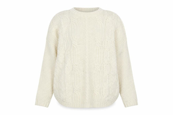 Mango Women’s Ivory Cable-Knit Jumper Size 10 Relaxed Fit